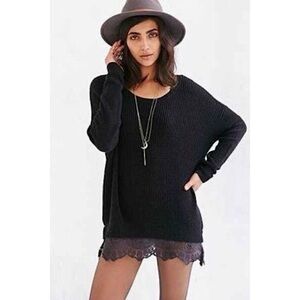 Pins And Needles black sweater with lace trim